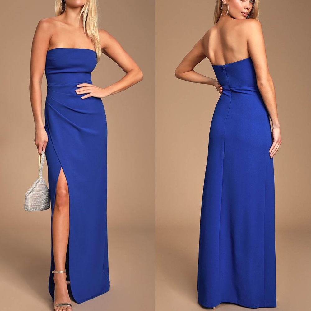 Lulus | Foxy Royal Blue Strapless Maxi Dress
